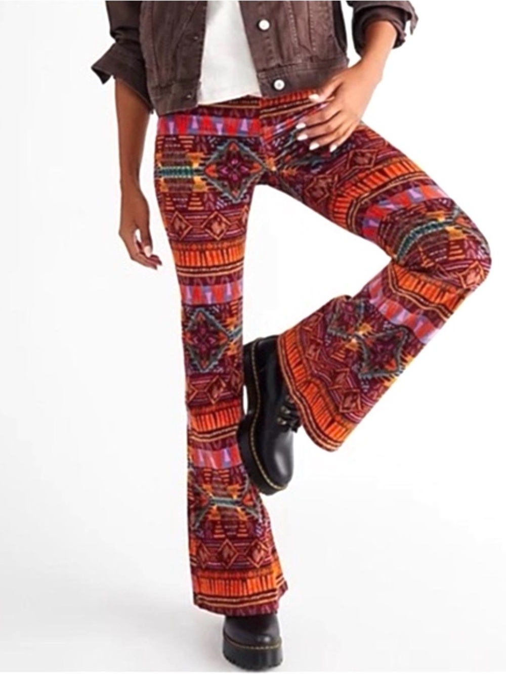 Free People Sedona Corduroy Flare Pants Southwestern Aztec Print